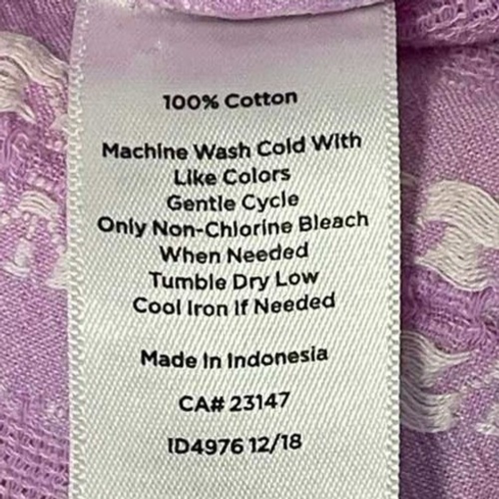 Talbots Petite Lavender Purple Cotton Floral Embroidered Henley Blouse SP 2846 - Picture 4 of 7